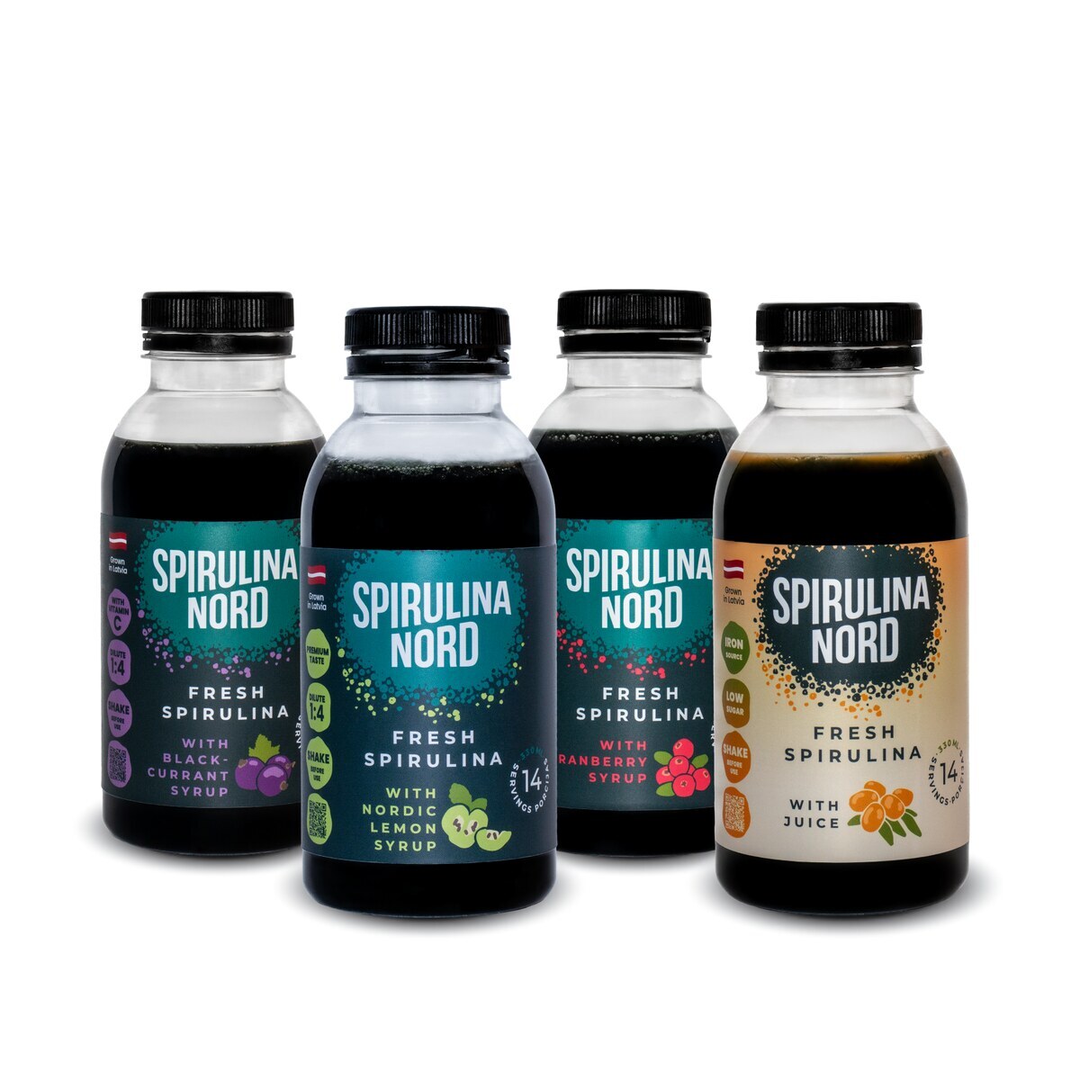 Svaiga spirulīna ar sīrupu pēc izvēles 330 ml / komplekti izdevīgāk | SpirulinaNord