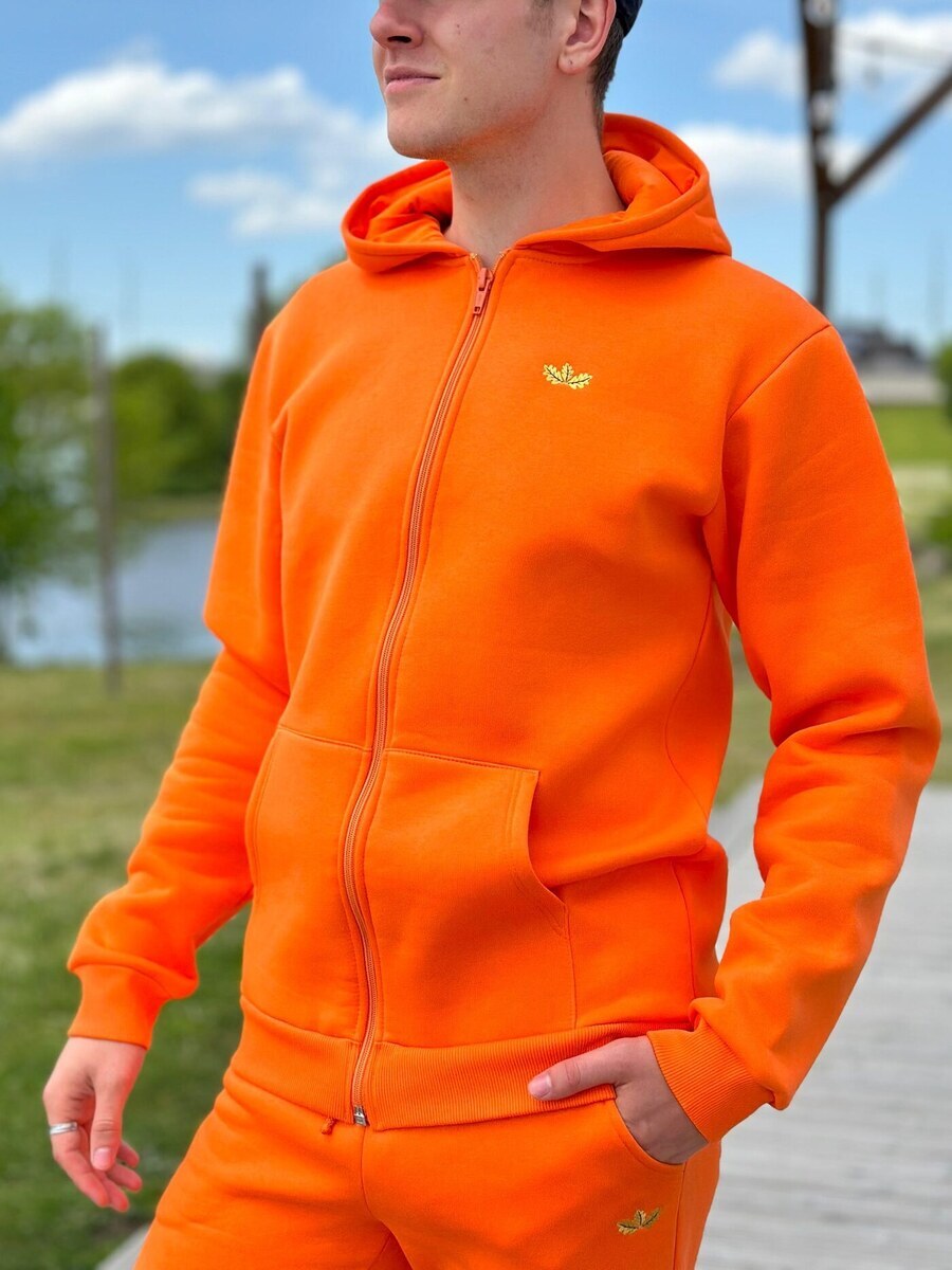 Unisex oranža jaka ar kapuci "Pīlādzis" | Ozolvīle